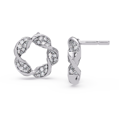 Round Cut Lab Grown Diamond Twisted Stud Earring - HIGHCARAT DIAMONDS