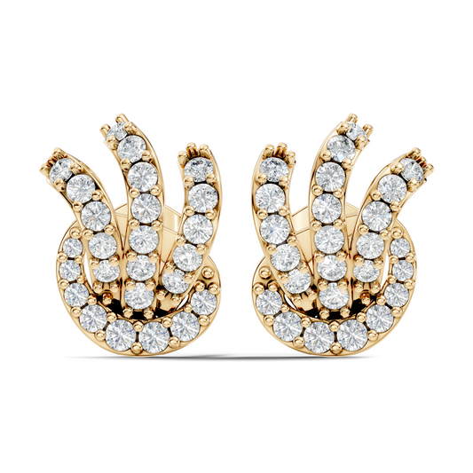 14k Solid Gold Round Shape Lab grown Diamond  Shinning Vintage Diamond Earrings For Her - HIGHCARAT DIAMONDS