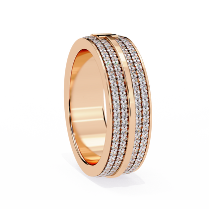 Round Cut Lab Grown Diamond Unique Half Eternity Beautiful Unisex Wedding Band
