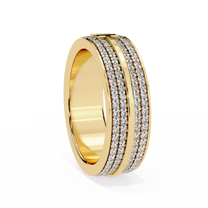 Round Cut Lab Grown Diamond Unique Half Eternity Beautiful Unisex Wedding Band