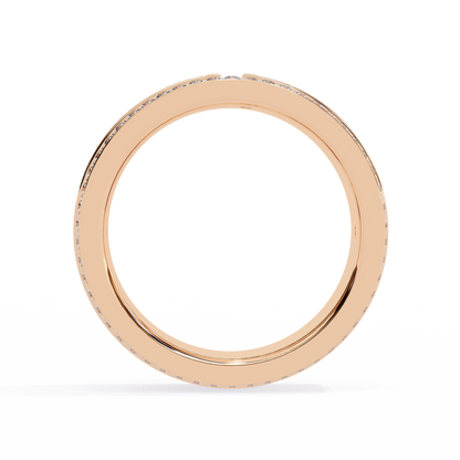 Round Cut Lab Grown Diamond Unique Half Eternity Beautiful Unisex Wedding Band