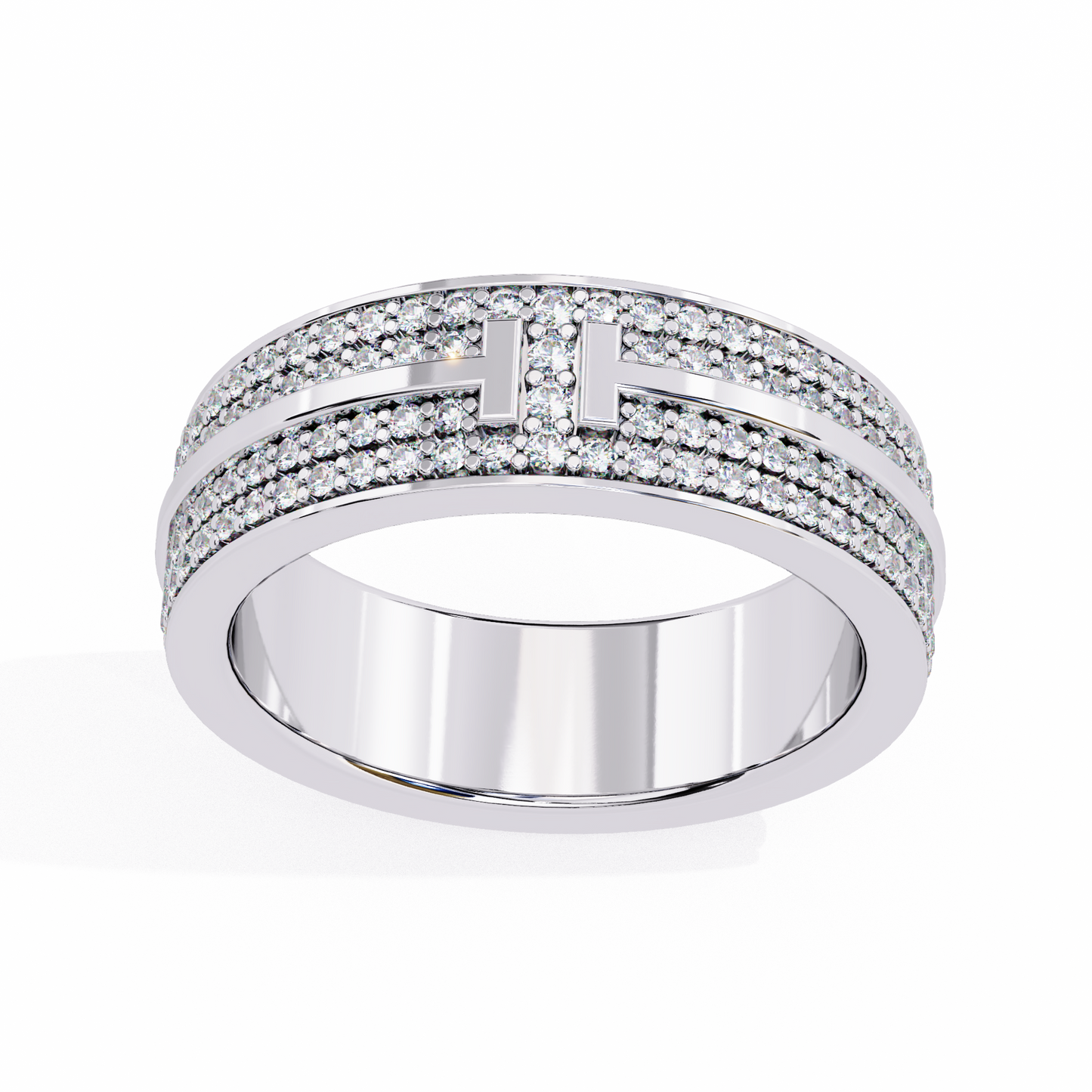 Round Cut Lab Grown Diamond Unique Half Eternity Beautiful Unisex Wedding Band