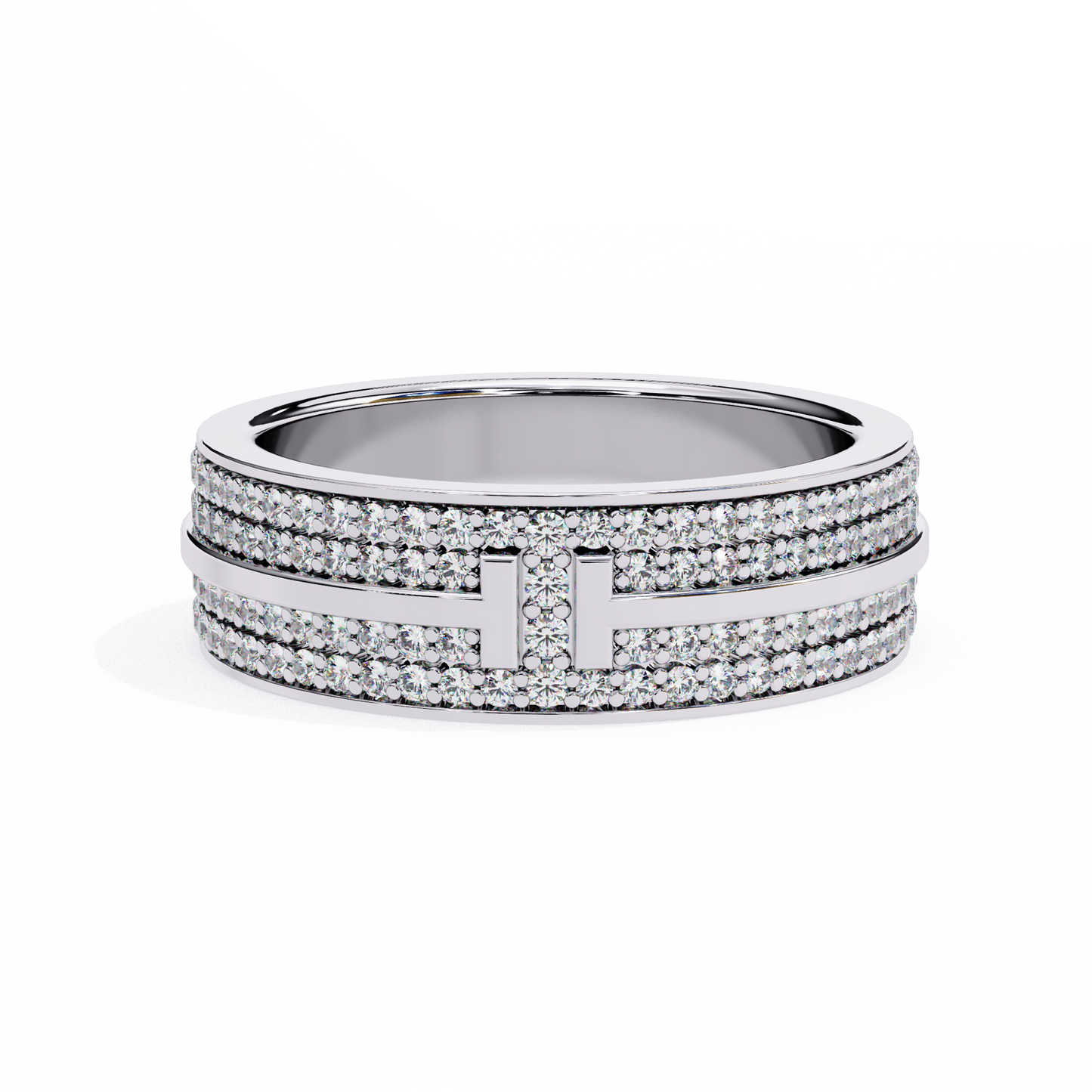 Round Cut Lab Grown Diamond Unique Half Eternity Beautiful Unisex Wedding Band
