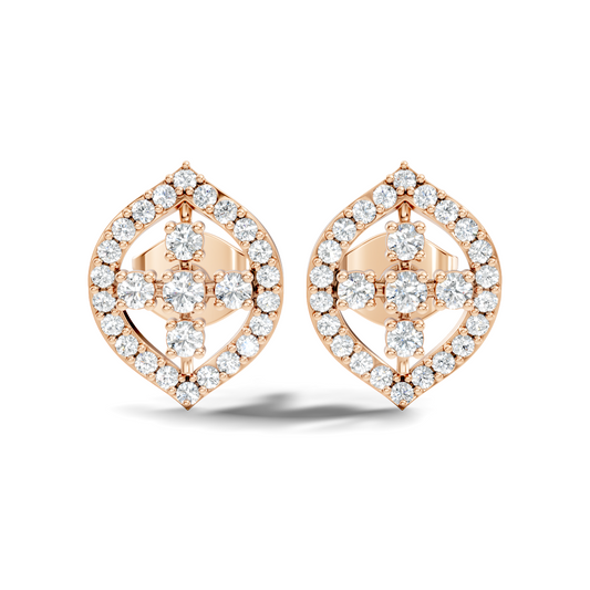 10k Solid White Gold Round Shape Lab Grown & Natural Diamond New Every Sparkle Diamond Earrings For Her - HIGHCARAT DIAMONDS