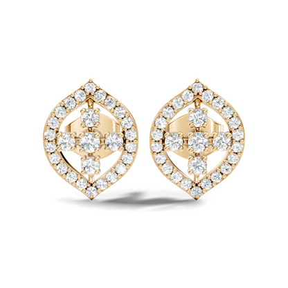 10k Solid White Gold Round Shape Lab Grown & Natural Diamond New Every Sparkle Diamond Earrings For Her - HIGHCARAT DIAMONDS