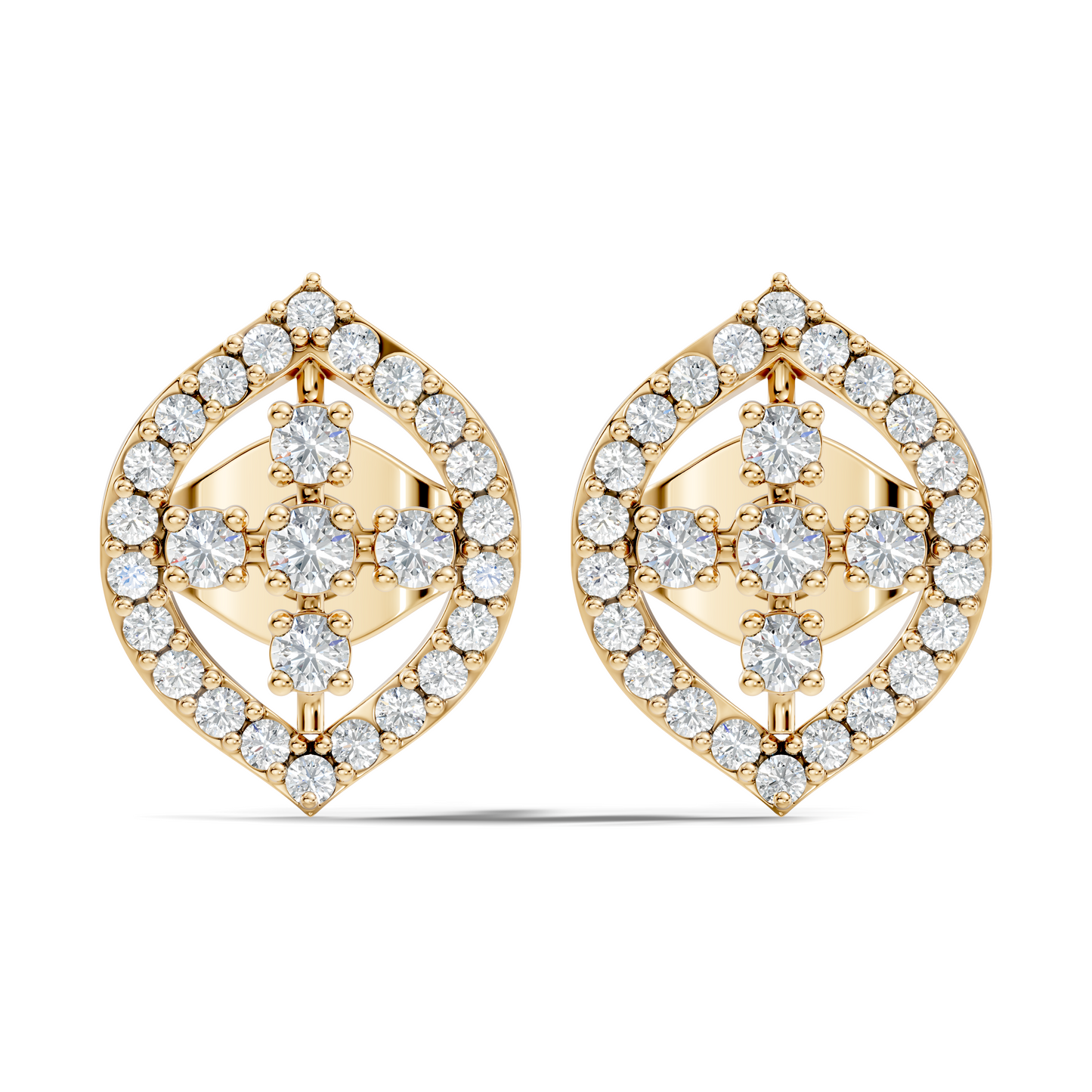 10k Solid White Gold Round Shape Lab Grown & Natural Diamond New Every Sparkle Diamond Earrings For Her - HIGHCARAT DIAMONDS