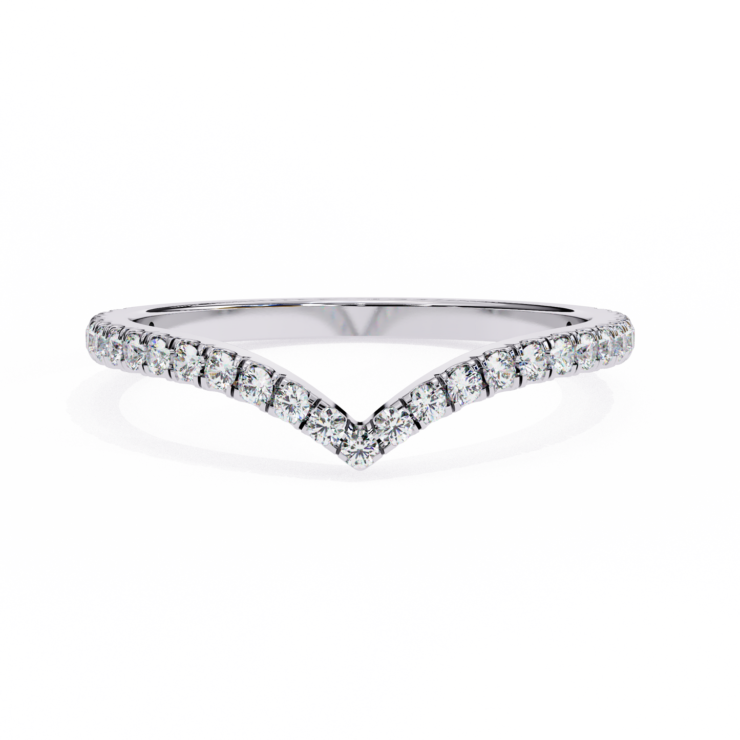 Round Cut Lab Grown Diamond V Shape 14k Yellow Gold Perfect Delicate Bridesmaid Band For Her - HIGHCARAT DIAMONDS