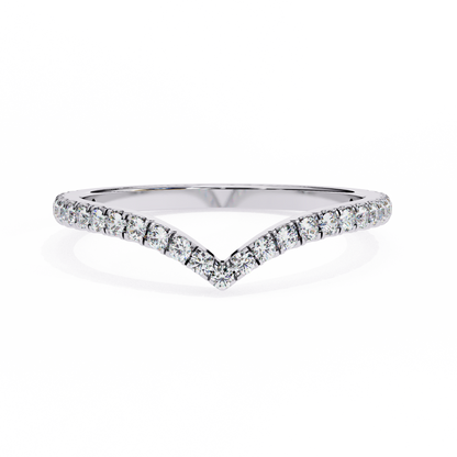 Round Cut Lab Grown Diamond V Shape 14k Yellow Gold Perfect Delicate Bridesmaid Band For Her - HIGHCARAT DIAMONDS