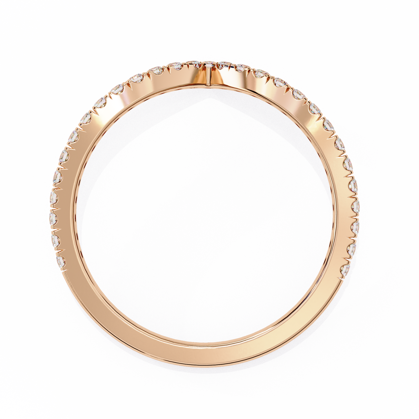 Round Cut Lab Grown Diamond V Shape 14k Yellow Gold Perfect Delicate Bridesmaid Band For Her - HIGHCARAT DIAMONDS