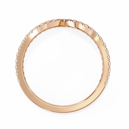 Round Cut Lab Grown Diamond V Shape 14k Yellow Gold Perfect Delicate Bridesmaid Band For Her - HIGHCARAT DIAMONDS