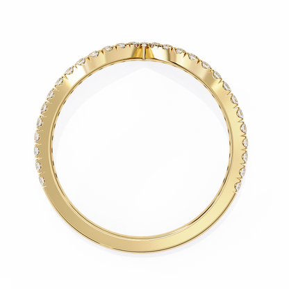 Round Cut Lab Grown Diamond V Shape 14k Yellow Gold Perfect Delicate Bridesmaid Band For Her - HIGHCARAT DIAMONDS