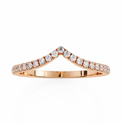 Round Cut Lab Grown Diamond V Shape 14k Yellow Gold Perfect Delicate Bridesmaid Band For Her - HIGHCARAT DIAMONDS