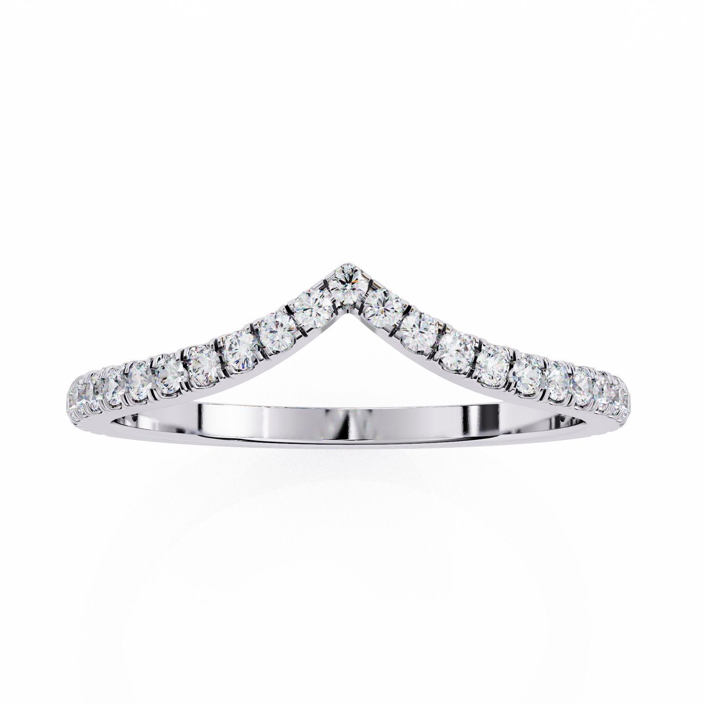 Round Cut Lab Grown Diamond V Shape 14k Yellow Gold Perfect Delicate Bridesmaid Band For Her - HIGHCARAT DIAMONDS