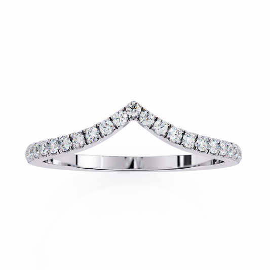 Round Cut Lab Grown Diamond V Shape 14k Yellow Gold Perfect Delicate Bridesmaid Band For Her - HIGHCARAT DIAMONDS