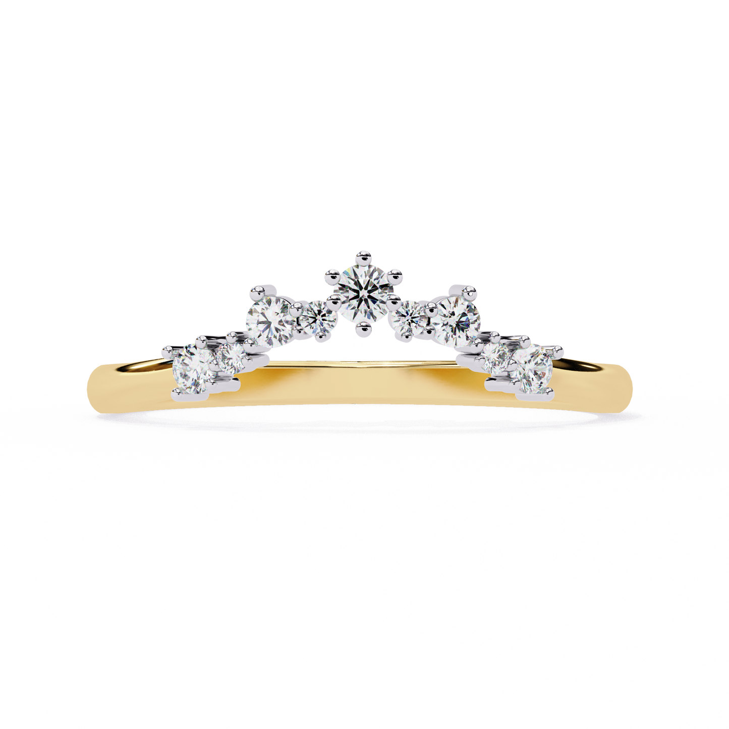 Round Cut Lab Grown Diamond  V Shape Prong Set Unique Delicate Statement Dainty Daily Wear Band - HIGHCARAT DIAMONDS