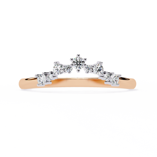 Round Cut Lab Grown Diamond  V Shape Prong Set Unique Delicate Statement Dainty Daily Wear Band - HIGHCARAT DIAMONDS
