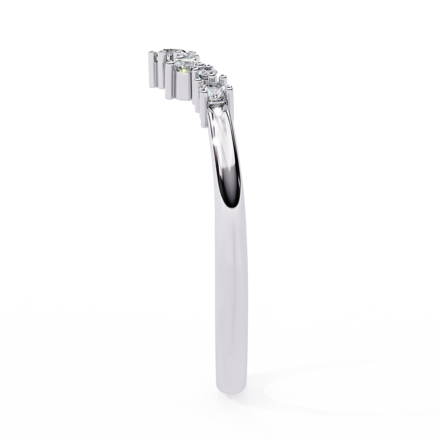 Round Cut Lab Grown Diamond  V Shape Prong Set Unique Delicate Statement Dainty Daily Wear Band - HIGHCARAT DIAMONDS