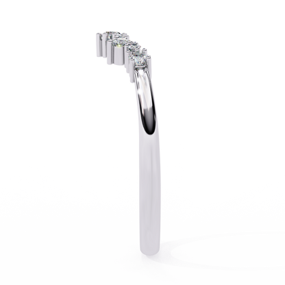 Round Cut Lab Grown Diamond  V Shape Prong Set Unique Delicate Statement Dainty Daily Wear Band - HIGHCARAT DIAMONDS