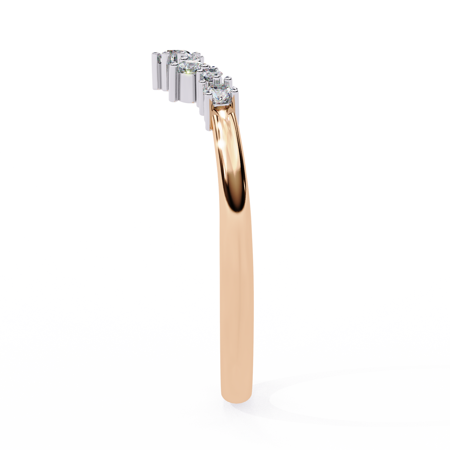 Round Cut Lab Grown Diamond  V Shape Prong Set Unique Delicate Statement Dainty Daily Wear Band - HIGHCARAT DIAMONDS