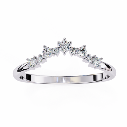Round Cut Lab Grown Diamond  V Shape Prong Set Unique Delicate Statement Dainty Daily Wear Band - HIGHCARAT DIAMONDS