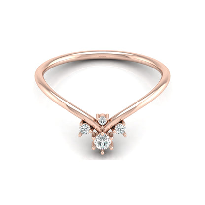 Round Cut Lab Grown Diamond V-Shaped Curved Wedding Ring