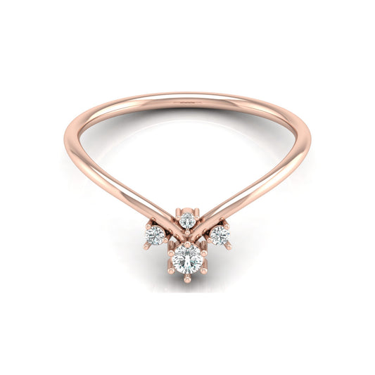 Round Cut Lab Grown Diamond V-Shaped Curved Wedding Ring - HIGHCARAT DIAMONDS