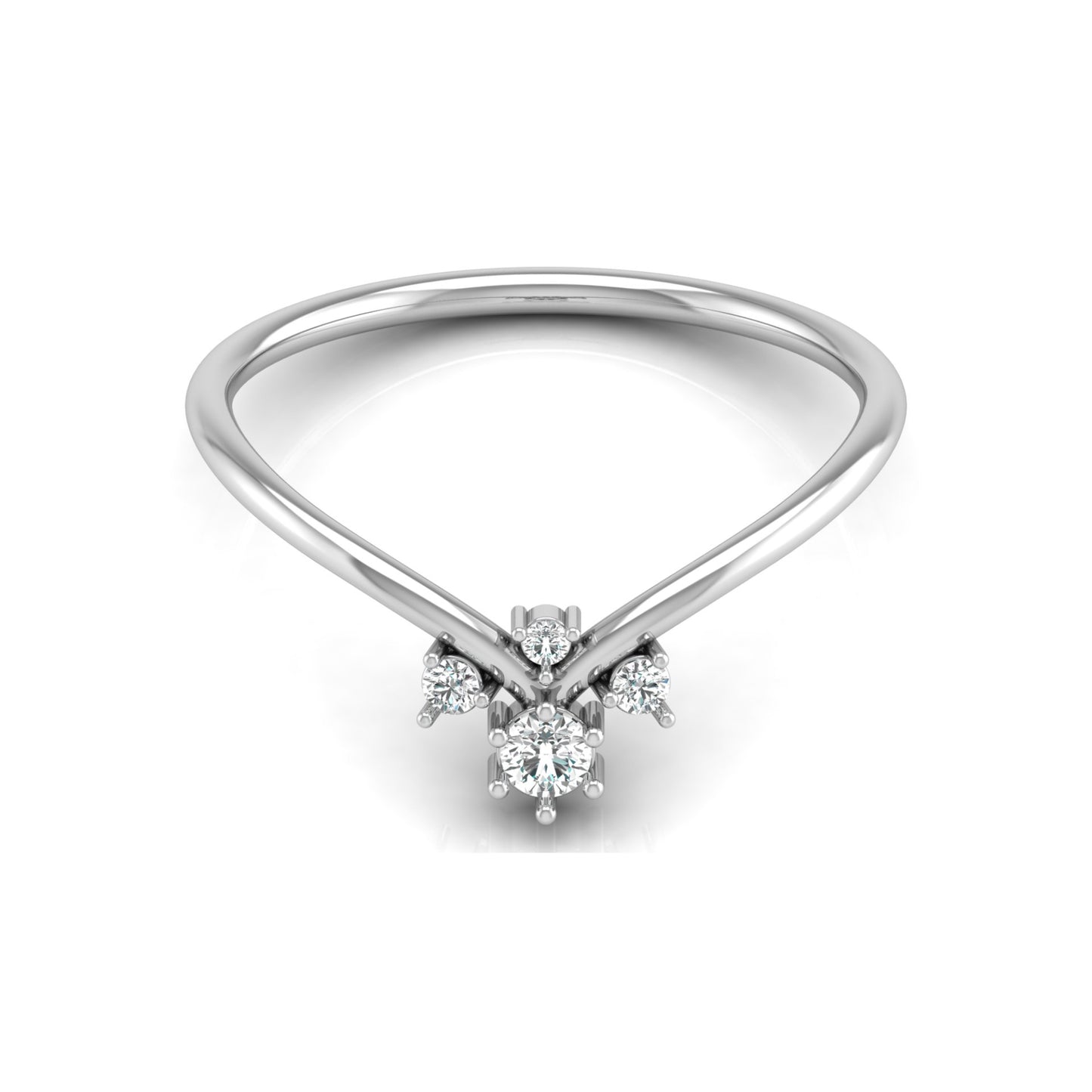 Round Cut Lab Grown Diamond V-Shaped Curved Wedding Ring