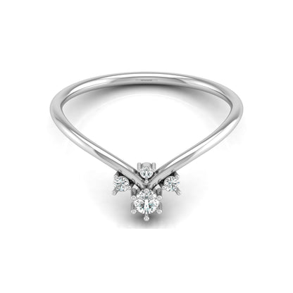 Round Cut Lab Grown Diamond V-Shaped Curved Wedding Ring