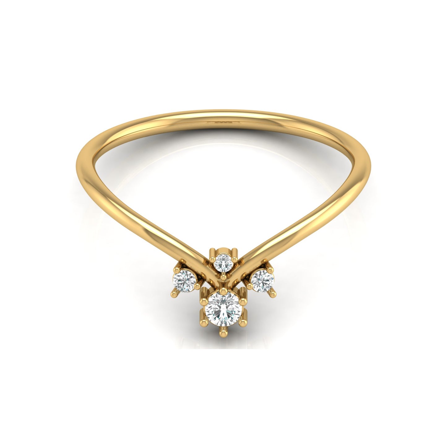 Round Cut Lab Grown Diamond V-Shaped Curved Wedding Ring