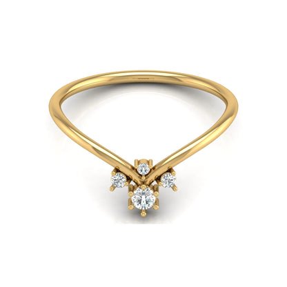 Round Cut Lab Grown Diamond V-Shaped Curved Wedding Ring