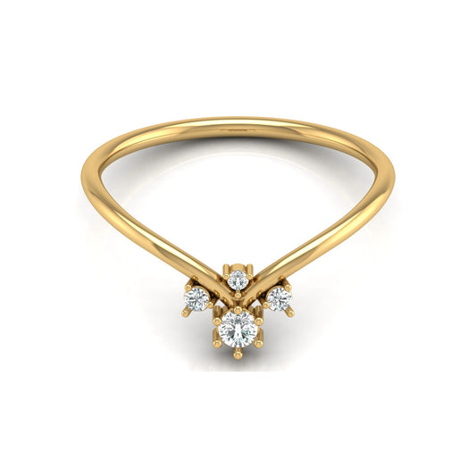 Round Cut Lab Grown Diamond V-Shaped Curved Wedding Ring - HIGHCARAT DIAMONDS