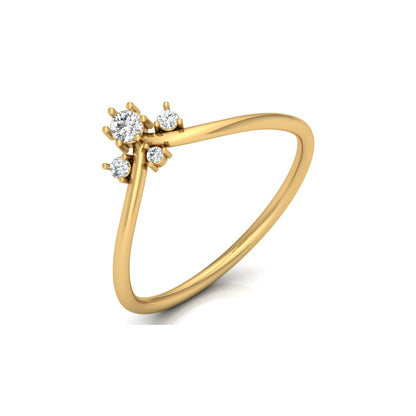 Round Cut Lab Grown Diamond V-Shaped Curved Wedding Ring