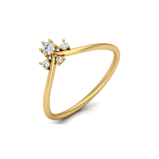 Round Cut Lab Grown Diamond V-Shaped Curved Wedding Ring