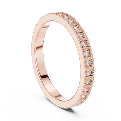 Round Cut Lab Grown Diamond Vintage Channel Set Dainty Perfect Wedding Band For Her - HIGHCARAT DIAMONDS