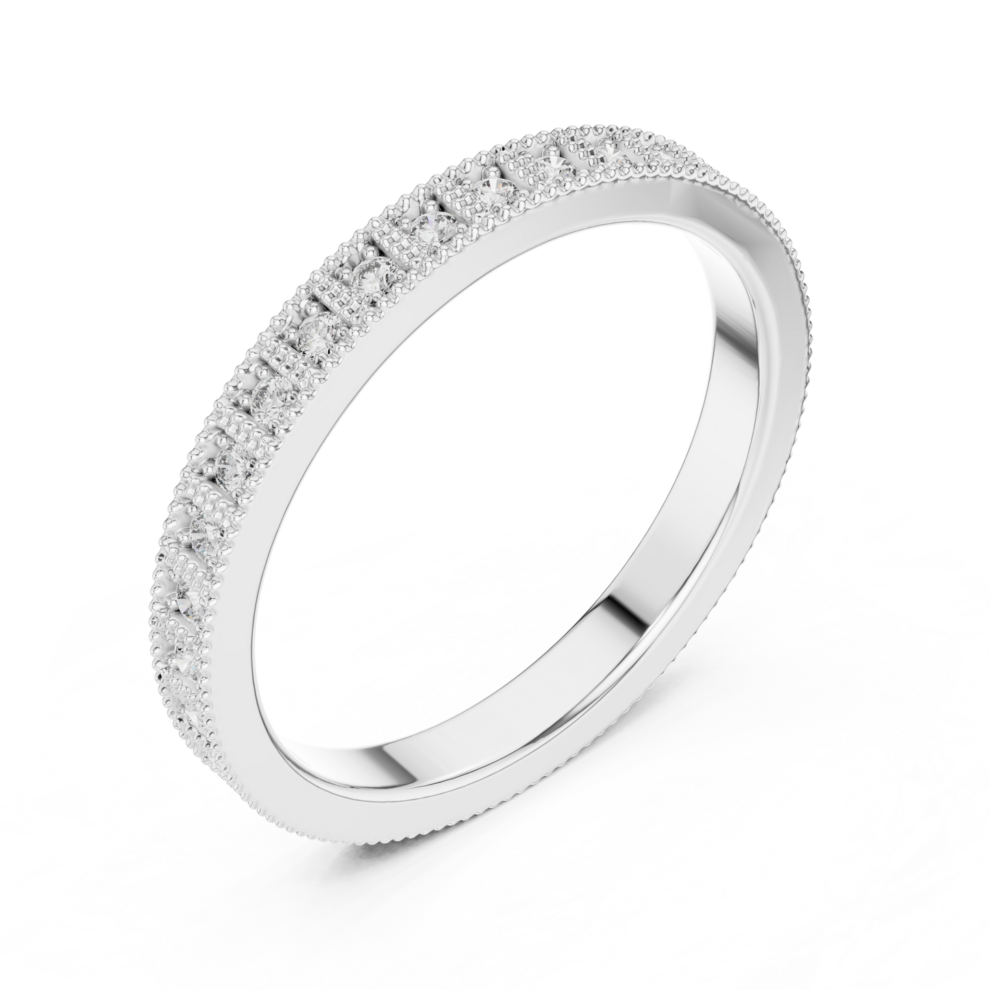 Round Cut Lab Grown Diamond Vintage Channel Set Dainty Perfect Wedding Band For Her - HIGHCARAT DIAMONDS