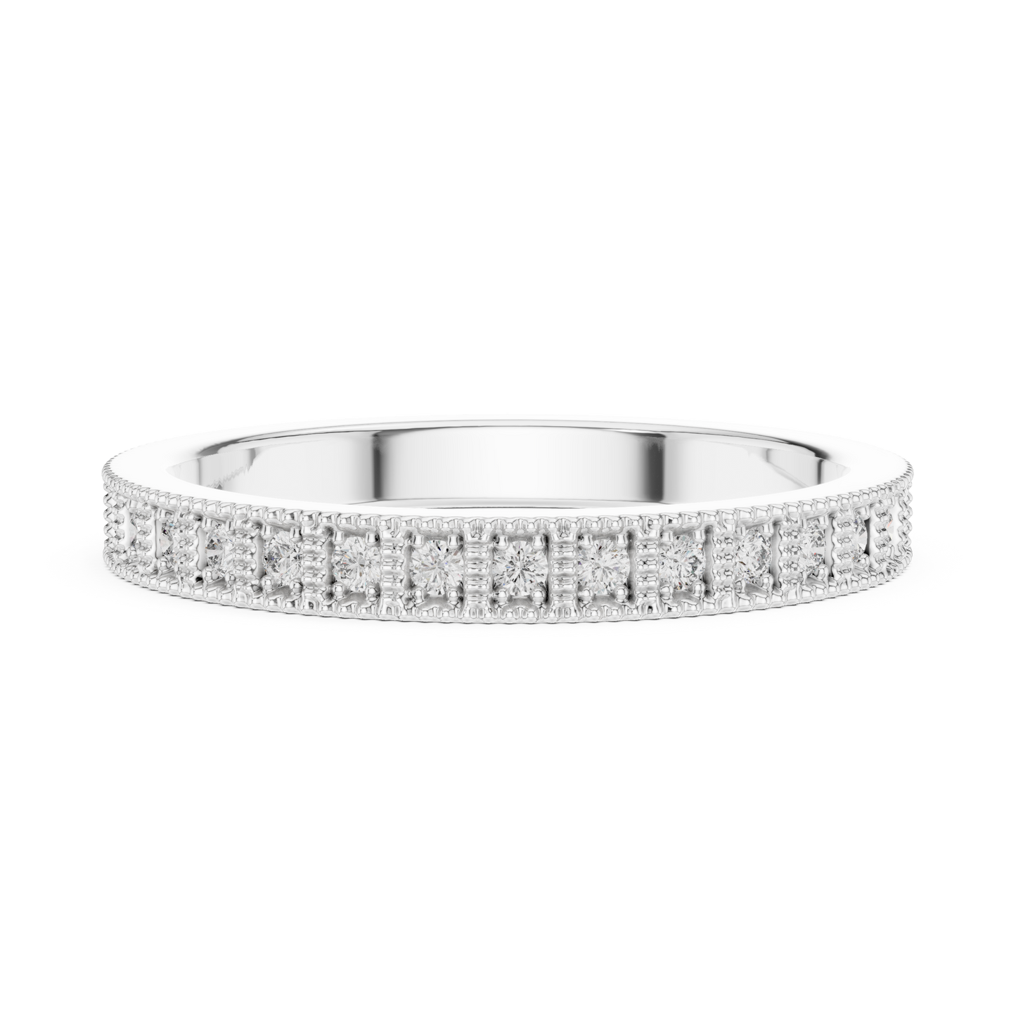 Round Cut Lab Grown Diamond Vintage Channel Set Dainty Perfect Wedding Band For Her - HIGHCARAT DIAMONDS