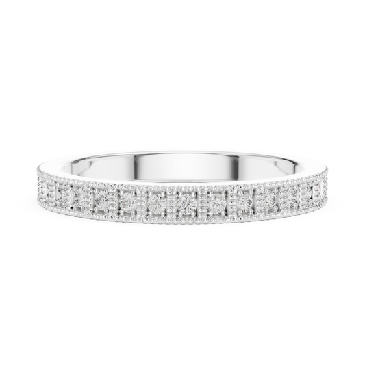 Round Cut Lab Grown Diamond Vintage Channel Set Dainty Perfect Wedding Band For Her - HIGHCARAT DIAMONDS