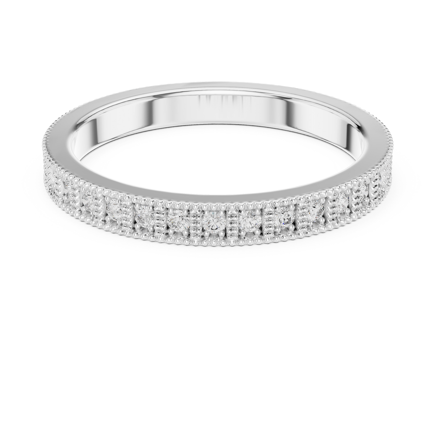 Round Cut Lab Grown Diamond Vintage Channel Set Dainty Perfect Wedding Band For Her - HIGHCARAT DIAMONDS