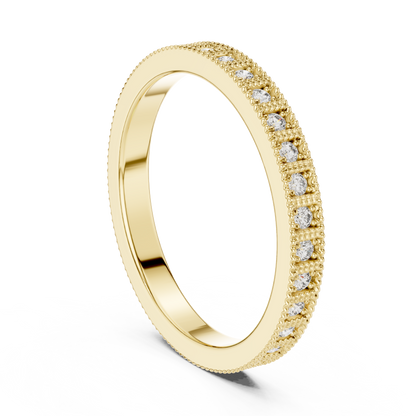 Round Cut Lab Grown Diamond Vintage Channel Set Dainty Perfect Wedding Band For Her - HIGHCARAT DIAMONDS