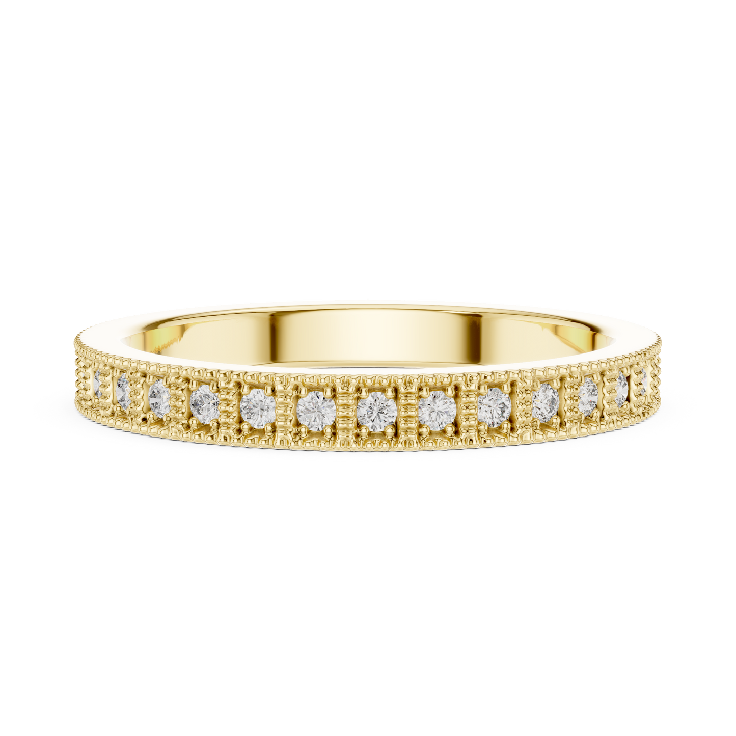 Round Cut Lab Grown Diamond Vintage Channel Set Dainty Perfect Wedding Band For Her - HIGHCARAT DIAMONDS