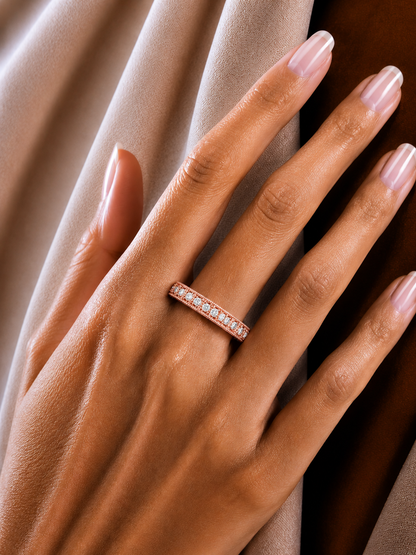 Round Cut Lab Grown Diamond Vintage Channel Set Dainty Perfect Wedding Band For Her - HIGHCARAT DIAMONDS