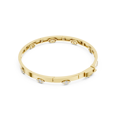 Round Cut Lab Grown Diamond Vintage Classic Ethical Bangle Bracelet - HIGHCARAT DIAMONDS