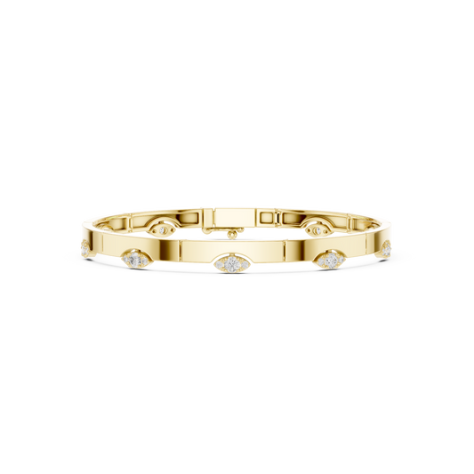 Round Cut Lab Grown Diamond Vintage Classic Ethical Bangle Bracelet - HIGHCARAT DIAMONDS