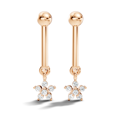 Round Shape Lab Grown & Natural Diamond 10k Solid Gold Very Classic shiny Earrings For Her - HIGHCARAT DIAMONDS