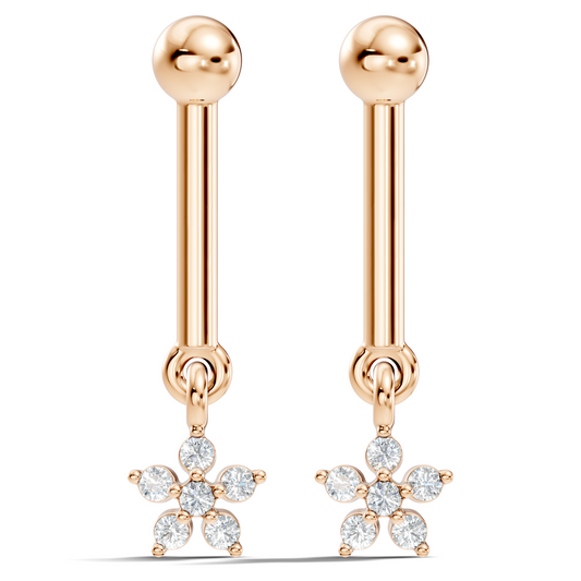Round Shape Lab Grown & Natural Diamond 10k Solid Gold Very Classic shiny Earrings For Her - HIGHCARAT DIAMONDS