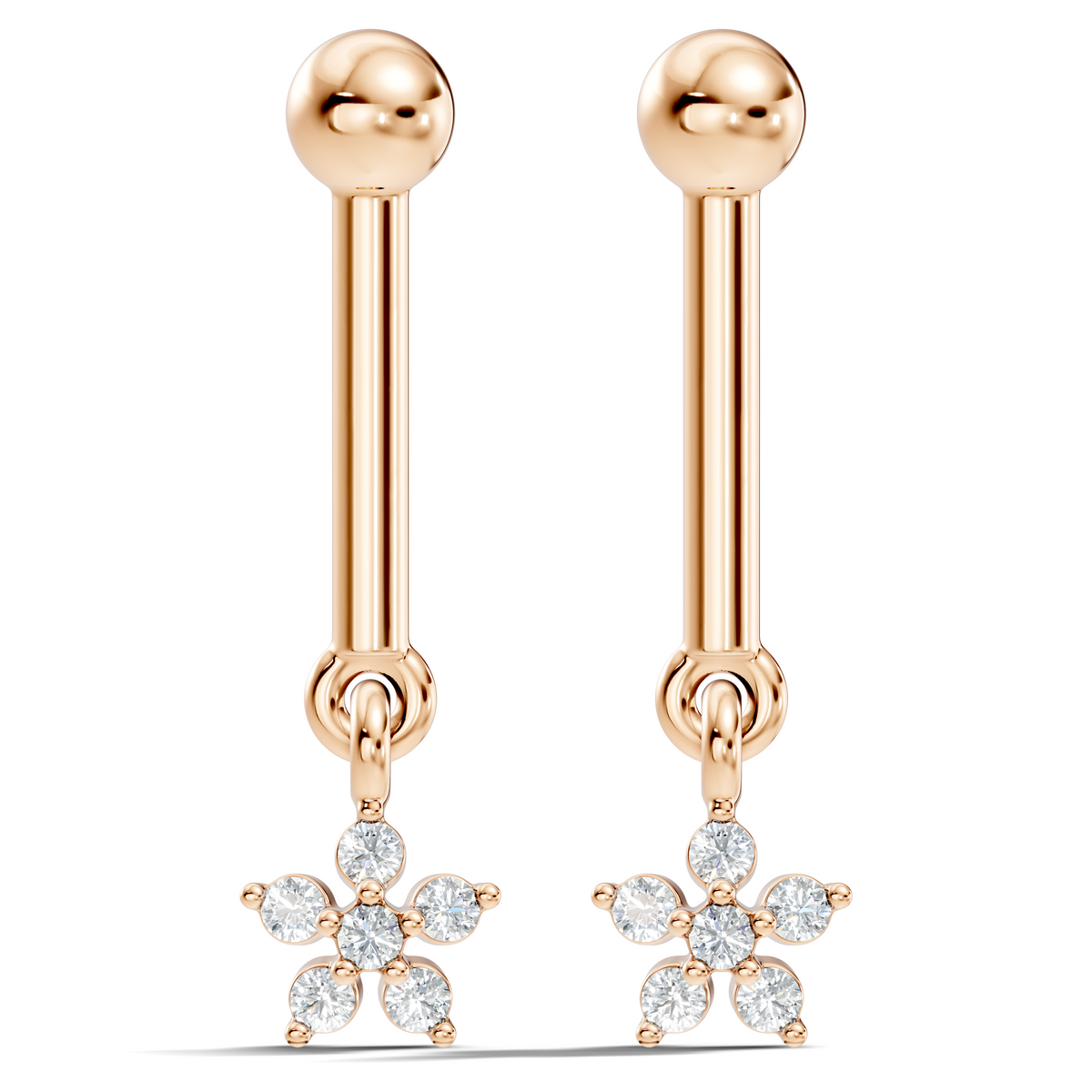 Round Shape Lab Grown & Natural Diamond 10k Solid Gold Very Classic shiny Earrings For Her - HIGHCARAT DIAMONDS