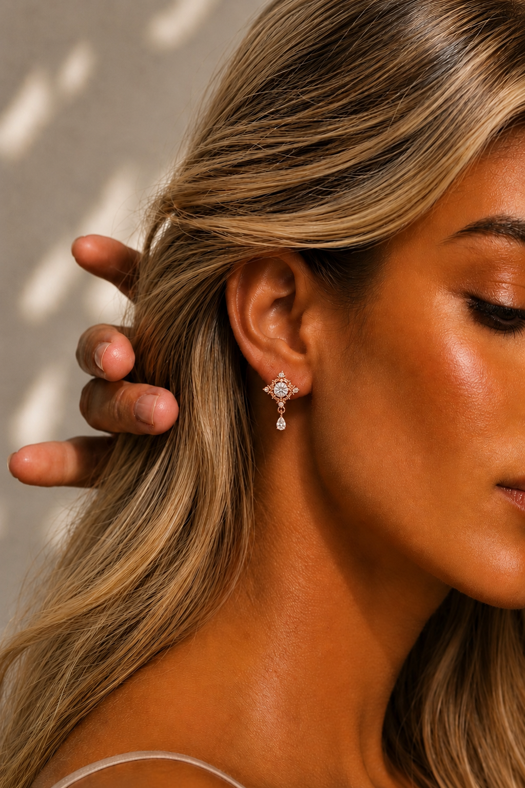 Round Cut Lab Grown Diamond Vintage Halo Pear Drop Earring - HIGHCARAT DIAMONDS