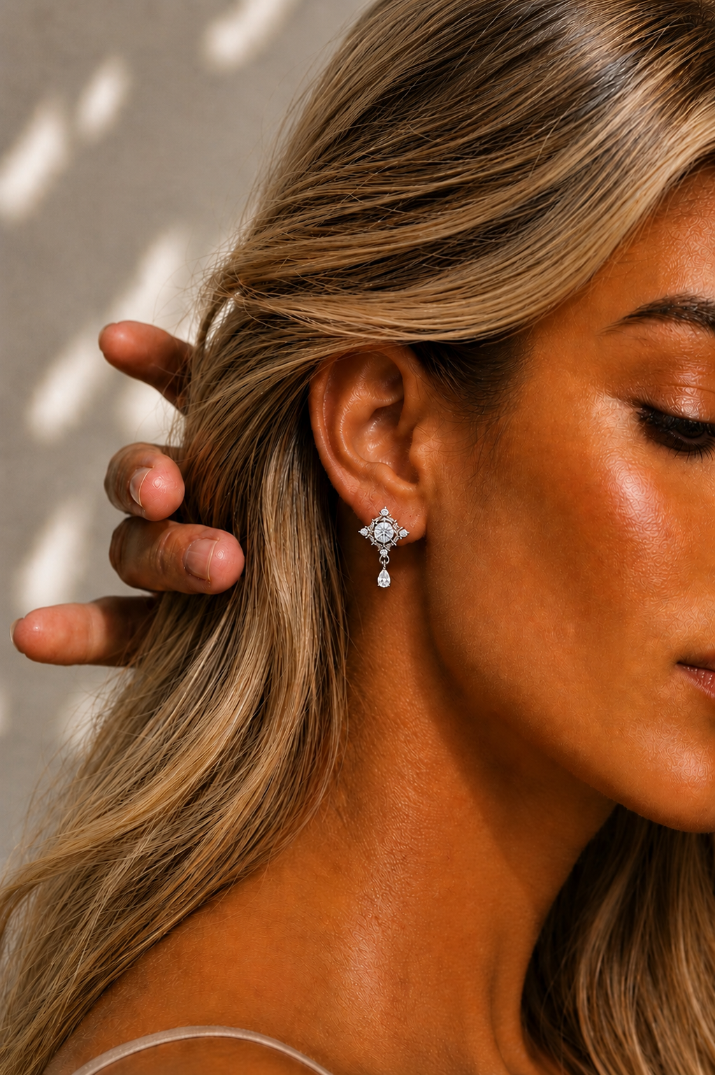 Round Cut Lab Grown Diamond Vintage Halo Pear Drop Earring - HIGHCARAT DIAMONDS