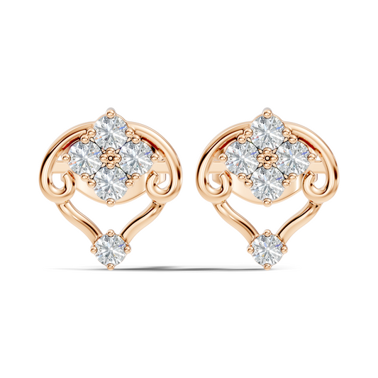 10k Solid Rose Gold Round Shape lab Grown & Natural Diamond Unique Every Wear Diamond Earrings - HIGHCARAT DIAMONDS