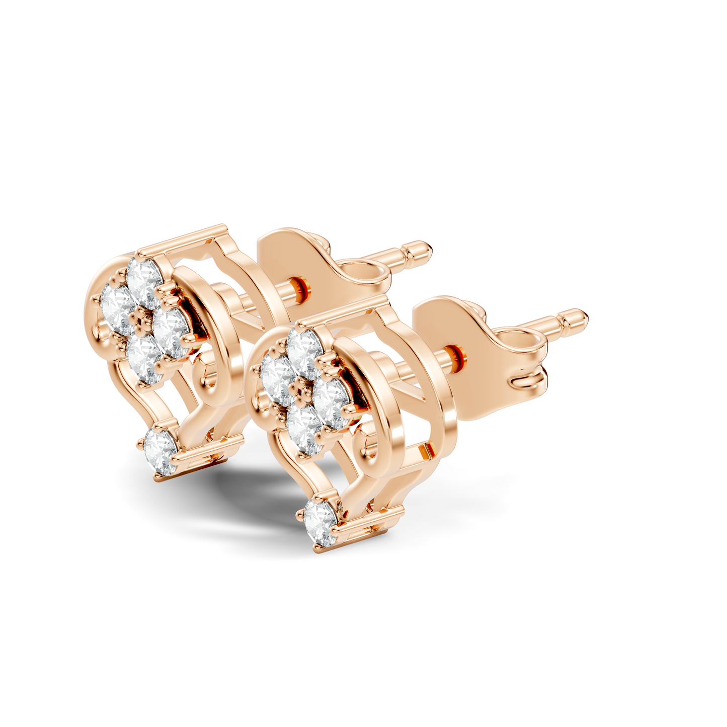 10k Solid Rose Gold Round Shape lab Grown & Natural Diamond Unique Every Wear Diamond Earrings - HIGHCARAT DIAMONDS
